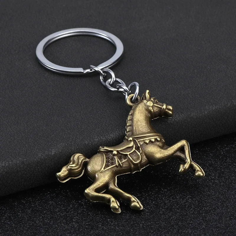 Personalization Originality Keychain 3D Three-dimensional War-horse Pendant Keyring Backpack Metal Badge Key Chain Ring Gift
