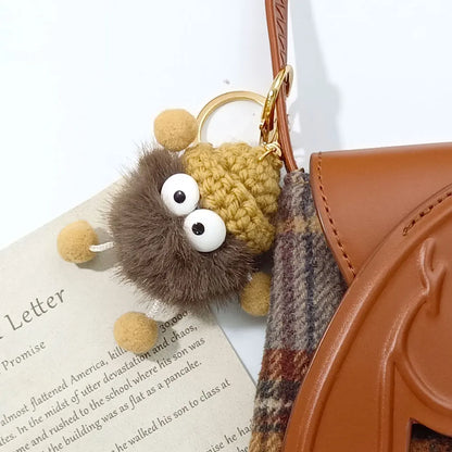 Kawaii Mink Fur Lanyard Custom Name Keychain Cute Briquettes Fluffy Keyring Fairy Toy Key Chain Ring Mini Plush Gift