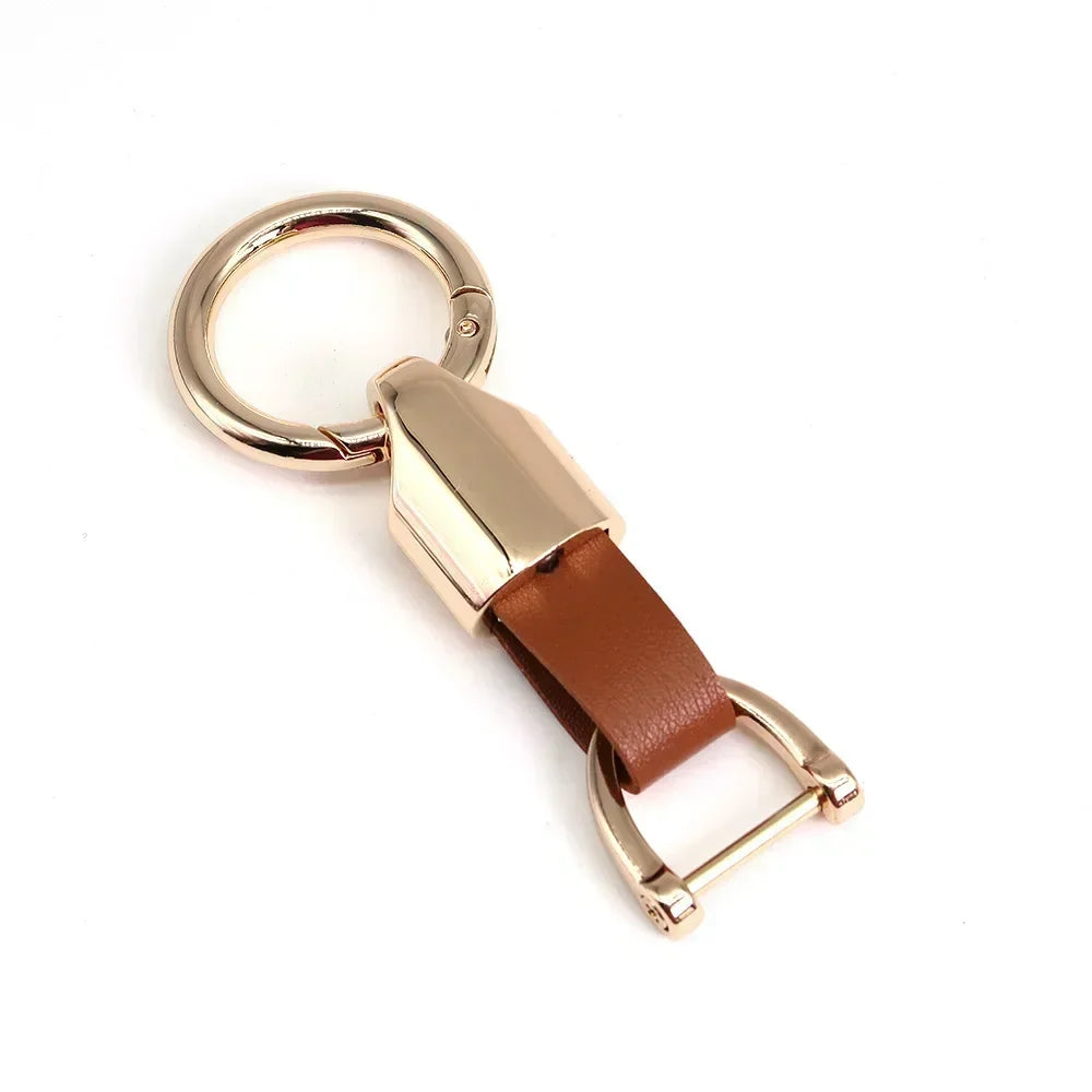 New Fashion Personalized Custom Logo Name Metal Waist Hanging KeyChain Leather Keyring Men Women Key Chain Buckle Ring Gift