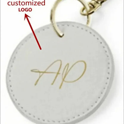 Custom LOGO Name Personalized Round Leather Keychain Clip UV Printing Color Key Ring Chain Carving Pendant Bag Keyring Gift