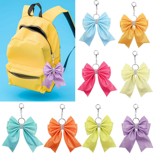 Originality Silk Ribbon Cloth Butterfly Keychain Flower Cheerleaders Keyring for Girl Pendant Backpack Key Ring Chain Gift