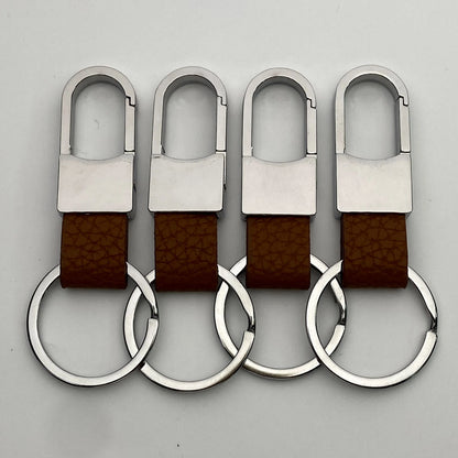 1/4PCS Personalized Leather Splicing Waist Hanging Car Keychain Metal Key Ring Chain Motorcycle Keyring Accessories for Man Gift