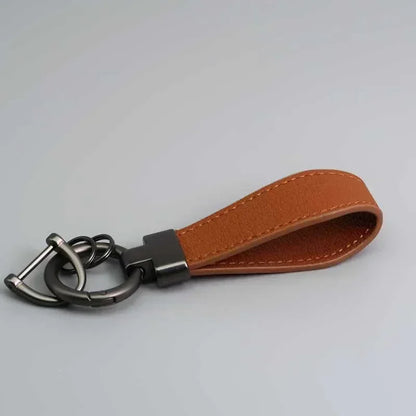 Custom Logo Name Luxury Genuine Leather Keychain Plaid  Colors Women Men Keyring Black Buckle Car Moto Key Ring Chain Gift