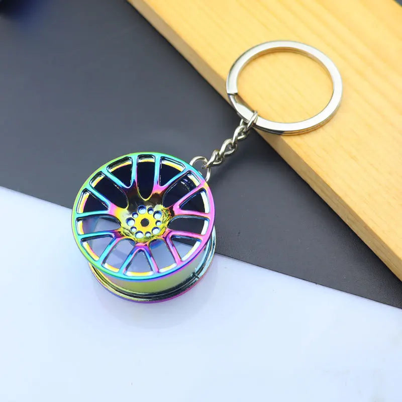 Creative Metal Mini Auto Parts Car Wheel Keychain Auto Enthusiast Keyring Accessories Key Ring Chain for Men Woman Lover Gift