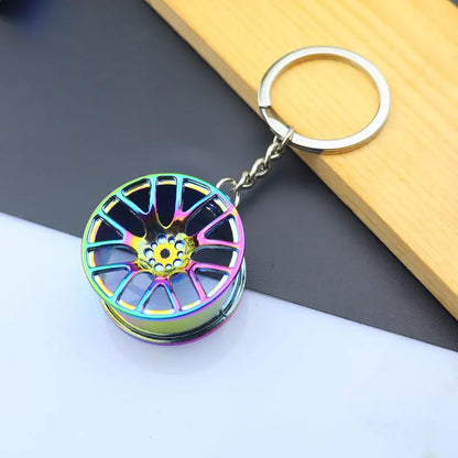 Creative Metal Mini Auto Parts Car Wheel Keychain Auto Enthusiast Keyring Accessories Key Ring Chain for Men Woman Lover Gift