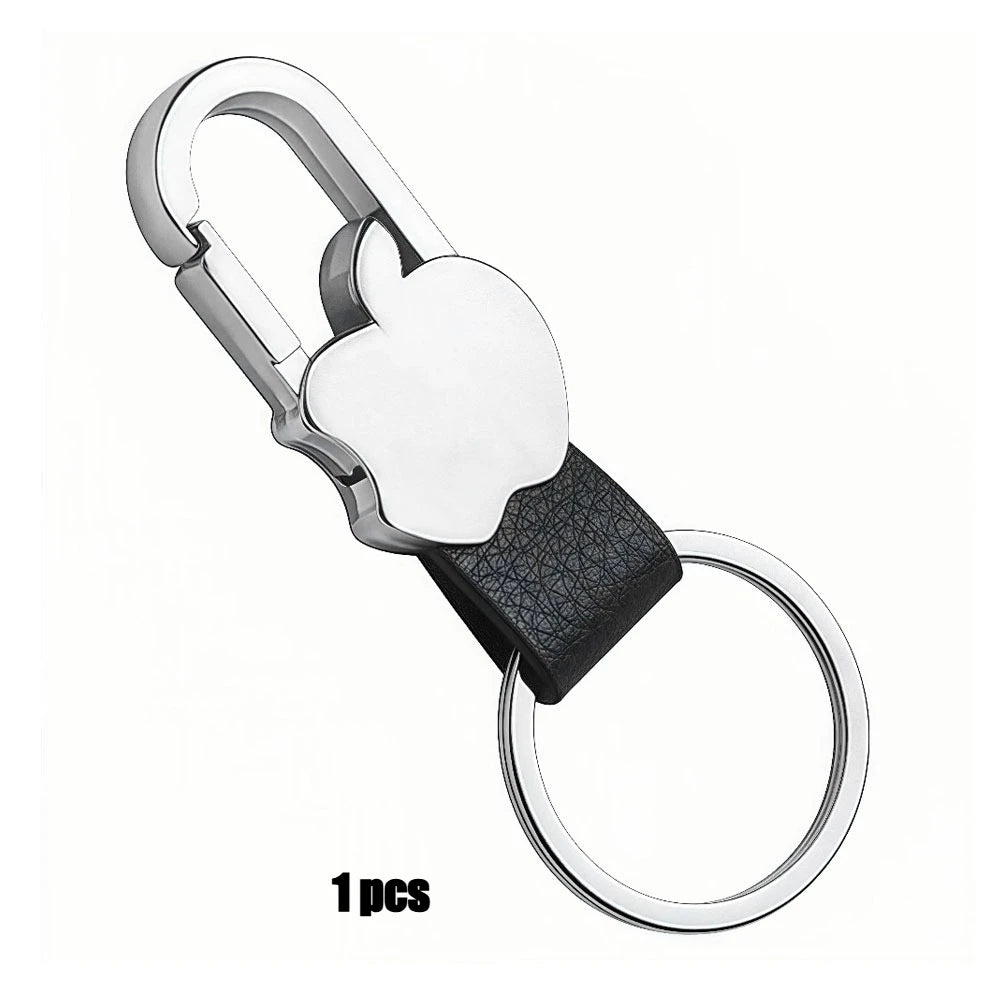1/4PCS Personalized Leather Splicing Waist Hanging Car Keychain Metal Key Ring Chain Motorcycle Keyring Accessories for Man Gift