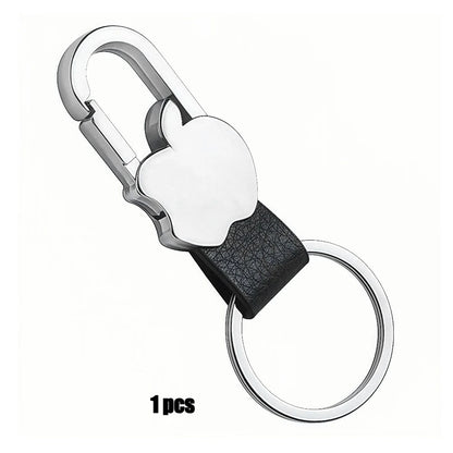 1/4PCS Personalized Leather Splicing Waist Hanging Car Keychain Metal Key Ring Chain Motorcycle Keyring Accessories for Man Gift