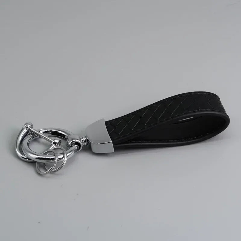 Creative Trendy Pendant Leather Keychain Accessories Net-like Metal Keyring Custom Name Text Logo Car Moto Key Chain Ring Gift