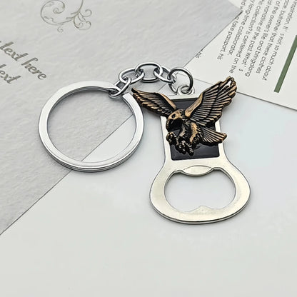 Relief Animal Bronze Color Keychain Metal Tiger Head Bottle Opener Keyring Portable Key Chain Ring for Collectible Souvenir Gift