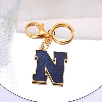 Fashion Bag Pendant Keychain A-Z Initials Keyring for Couples Metal Pendant DIY Gift for Men Women 26 Alphabet Accessories Gift