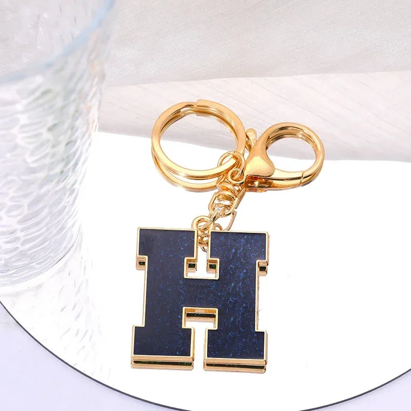 Fashion Bag Pendant Keychain A-Z Initials Keyring for Couples Metal Pendant DIY Gift for Men Women 26 Alphabet Accessories Gift