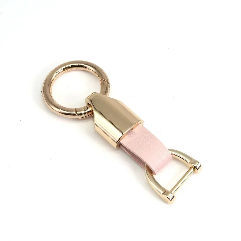 New Fashion Personalized Custom Logo Name Metal Waist Hanging KeyChain Leather Keyring Men Women Key Chain Buckle Ring Gift