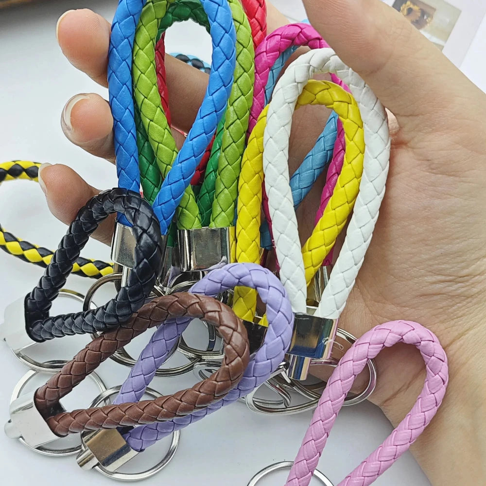 Originality PU Leather Metal Organization Rope Keychain Personality Custom Name Text Keyring Car Moto Key Ring Chain Gift
