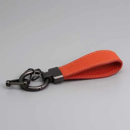 Custom Logo Name Luxury Genuine Leather Keychain Plaid  Colors Women Men Keyring Black Buckle Car Moto Key Ring Chain Gift