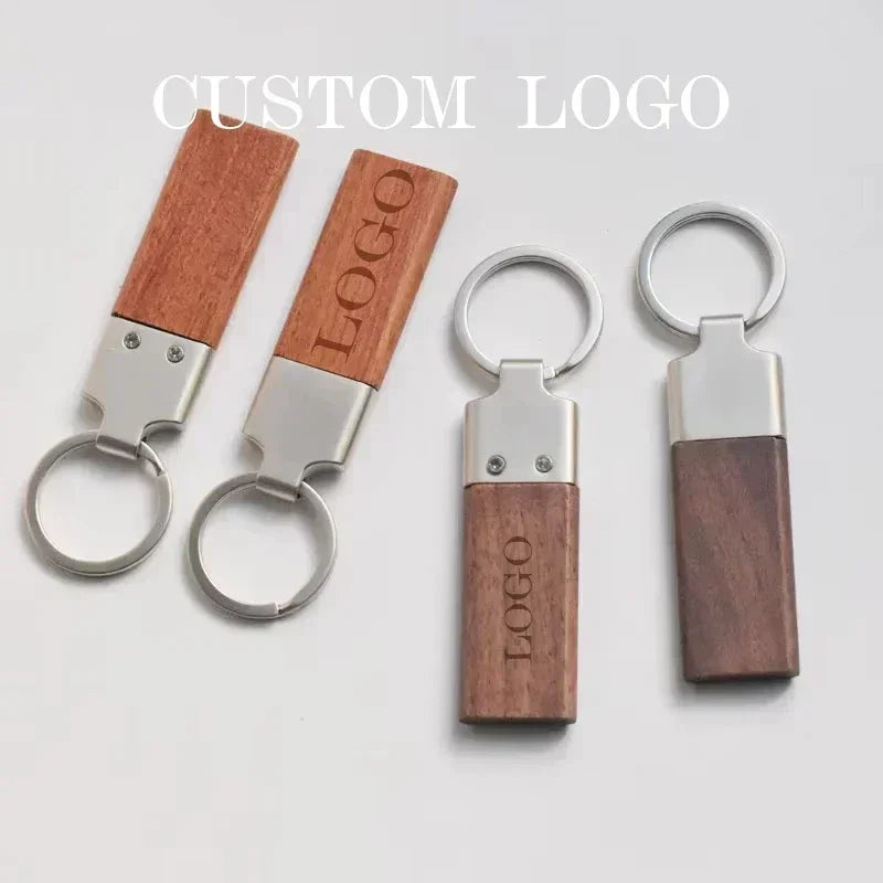 Wood Custom Laser Engraved Logo Name Keychain Moto Car Bags Keyring Rosewood Walnut Woman for Man Personalized Key Ring Gift