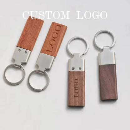 Wood Custom Laser Engraved Logo Name Keychain Moto Car Bags Keyring Rosewood Walnut Woman for Man Personalized Key Ring Gift