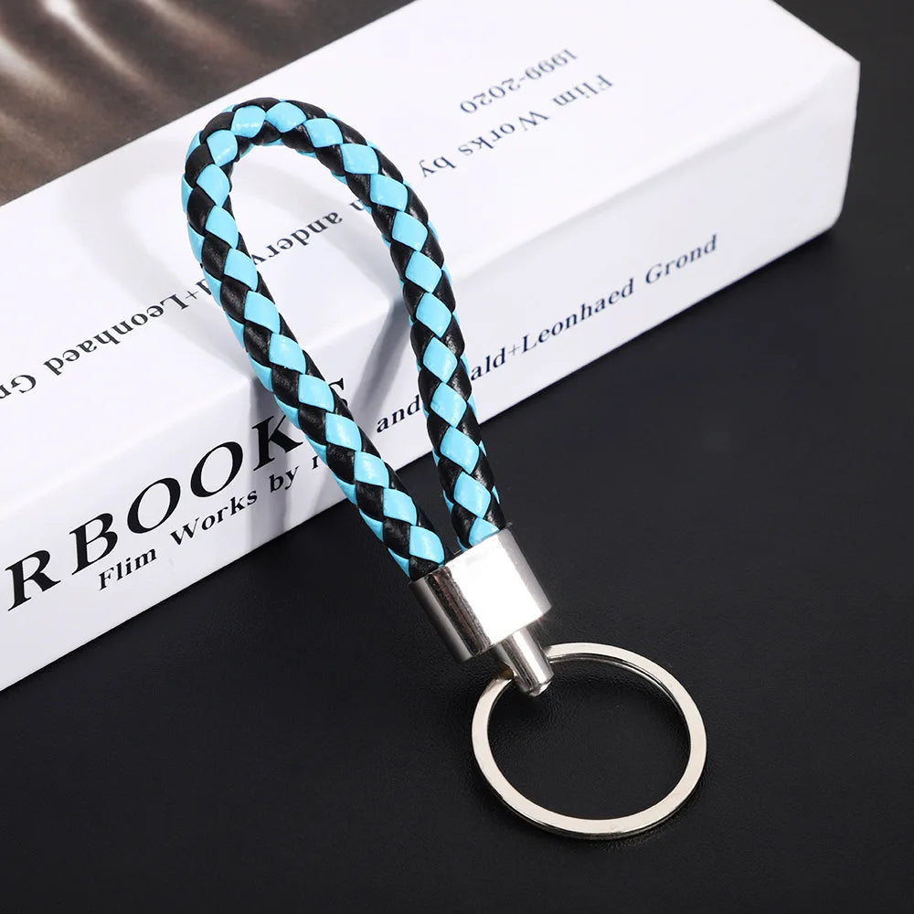 Originality PU Leather Metal Organization Rope Keychain Personality Custom Name Text Keyring Car Moto Key Ring Chain Gift