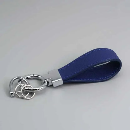 Custom Logo Name Luxury Genuine Leather Keychain Plaid  Colors Women Men Keyring Black Buckle Car Moto Key Ring Chain Gift