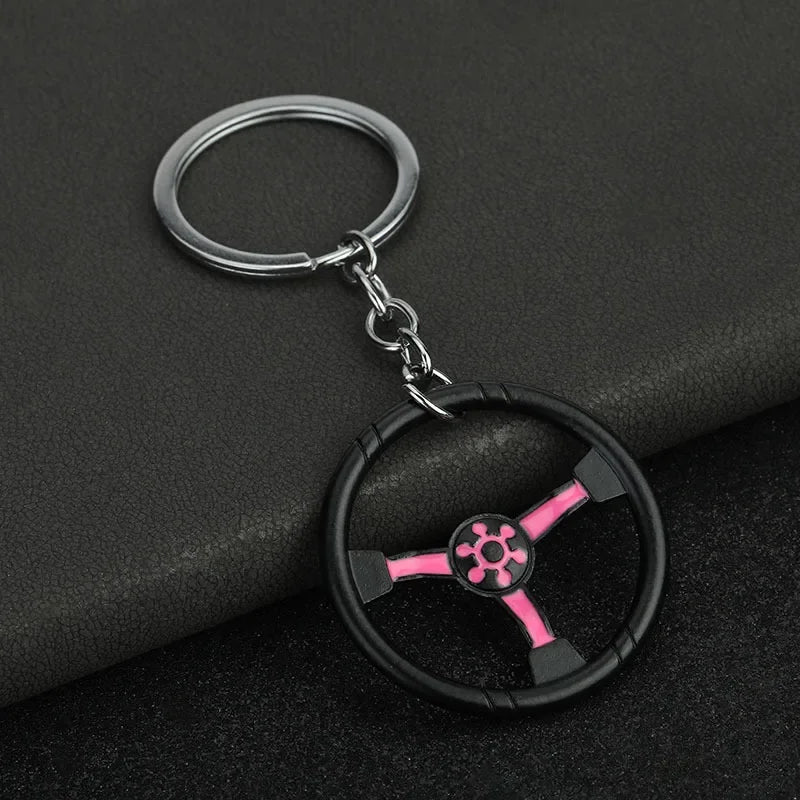 Creative Car Enthusiast Mini Metal Cute Keychain Auto Steering Wheel Pendant Key Ring Accessories Personalized Keyring Gift