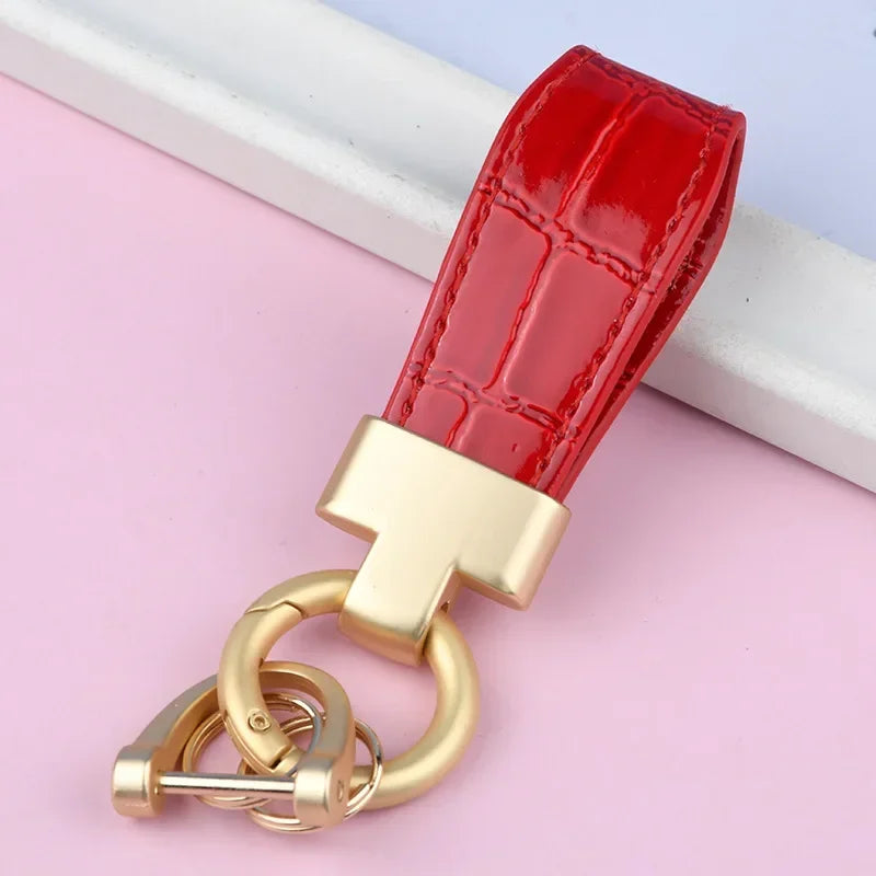 Custom Logo Name Luxury Leather Keychain PU Metal Accessories Backpack Keyring Car Motorcycle Women Girl Key Chain Ring Gift