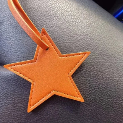 Custom Logo Name Leather Keychain Cute Star Shaped Pendant Keyring Bag Hanging Decorations Parts DIY Key Chain Ring Gift