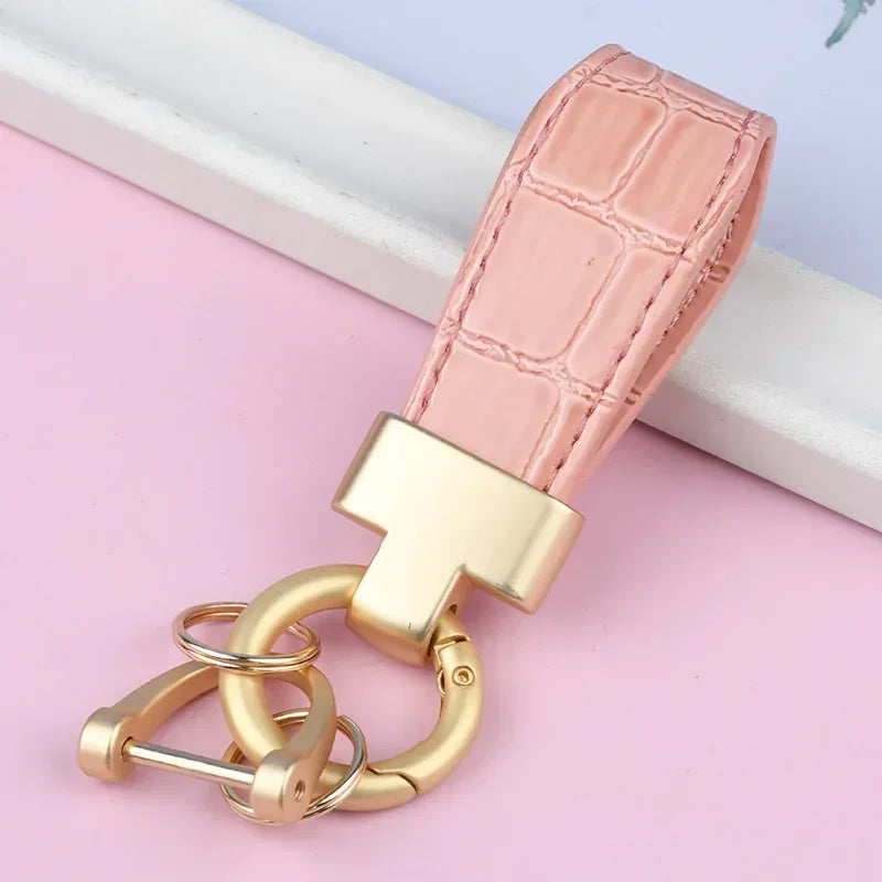Custom Logo Name Luxury Leather Keychain PU Metal Accessories Backpack Keyring Car Motorcycle Women Girl Key Chain Ring Gift