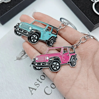 Originality Off-road Vehicle Enthusiast Keychain Metal SUV Car Pendant Keyring Creative Anti-Lost Backpack Key Chain Ring Gift