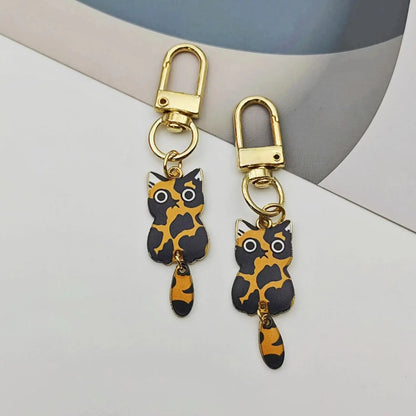 Originality Metal Cat Color Small Pendant Keychain Printing Personality Keyring Animal Cute Backpack Buckle Key Chain Ring Gift