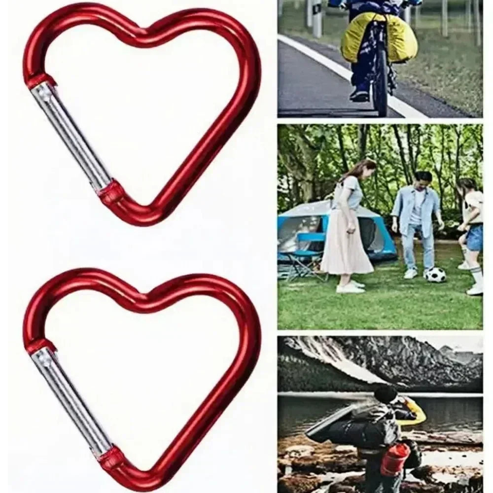 5PCS Wholesale Heart Shaped Metal Carabiner Keychain Carabiner Outdoor Key Ring Buckle Multi Travel Kit Hook Hanging Keyring
