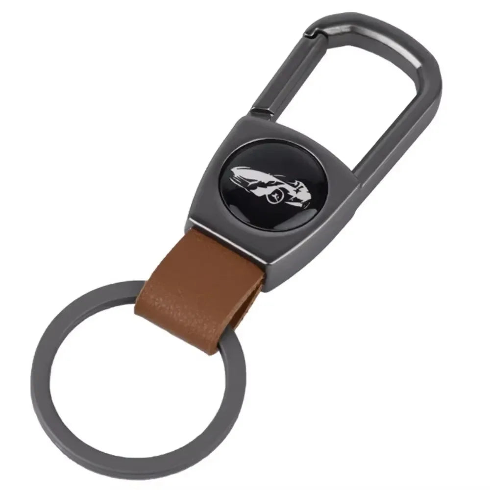 Custom Logo Name Leather Wear Keychain for Men Woman Prevent Simplicity Keyring Loss Creative Metal Car Moto Key Chain Ring Gift