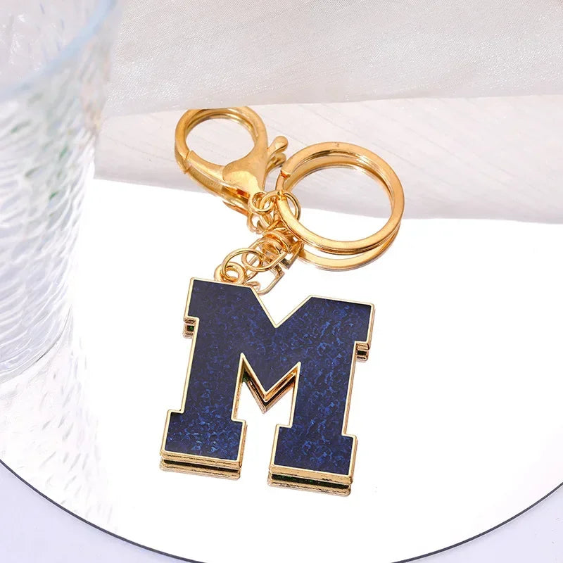 Fashion Bag Pendant Keychain A-Z Initials Keyring for Couples Metal Pendant DIY Gift for Men Women 26 Alphabet Accessories Gift