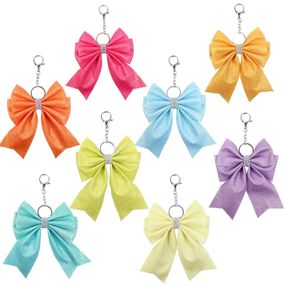 Originality Silk Ribbon Cloth Butterfly Keychain Flower Cheerleaders Keyring for Girl Pendant Backpack Key Ring Chain Gift