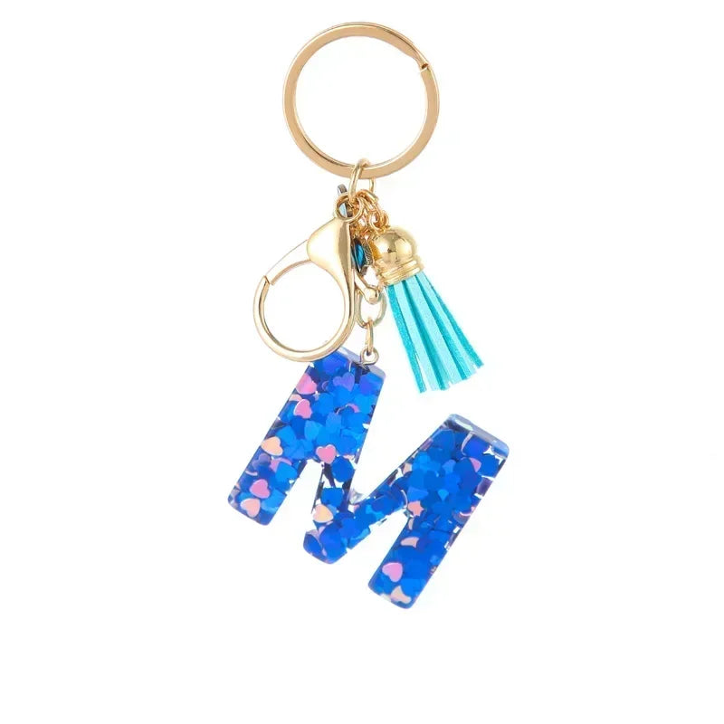 New Personalized 26 Letter Keyring Blue Y2k Cute Love Butterfly Keychain for Bag Acrylic Pendant Key Ring Chain Gift