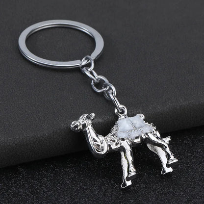 Originality 3D Three-dimensional Keychain Metal Desert Backpack Personalization Keyring Badge Pendant Camel Key Chain Ring Gif