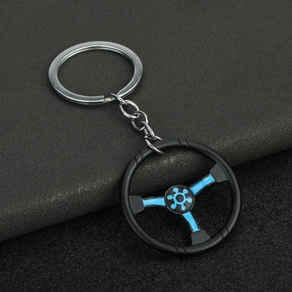 Creative Car Enthusiast Mini Metal Cute Keychain Auto Steering Wheel Pendant Key Ring Accessories Personalized Keyring Gift