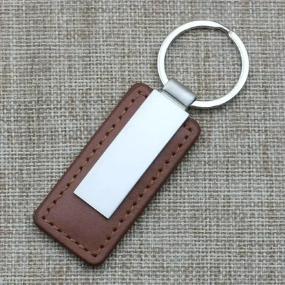 Metal Stainless Steel Leather Car Moto Keychain Men and Women Keyring Custom Laser Engraving Name Logo Key Chain Ring Gift