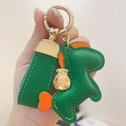 Custom Laser Engraving Name Originality Cowhide Metal Pony Multi Color Keychain Car Moto Keyring Key Ring Buckle Chains Gift