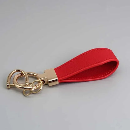 Custom Logo Name Luxury Genuine Leather Keychain Plaid  Colors Women Men Keyring Black Buckle Car Moto Key Ring Chain Gift