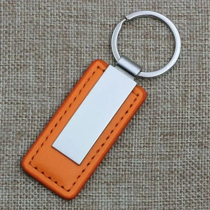 Metal Stainless Steel Leather Car Moto Keychain Men and Women Keyring Custom Laser Engraving Name Logo Key Chain Ring Gift