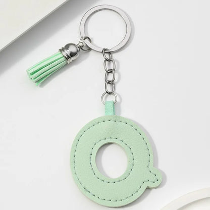 Popular A-Z Color Tassels Keychain 26 Letter Keyring Backpack Pendant Key Ring Buckle Chains for Car Moto Gift