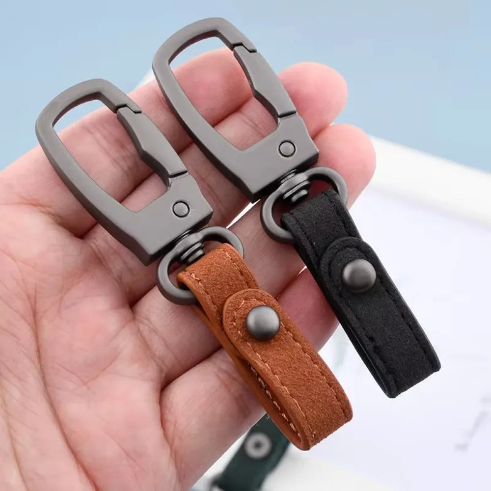 Leather Metal Fashion Keychain Men Ladies Essential Keyring Tri Color Bar Shaped Home Automobile Key Chain Anti Theft Detachable