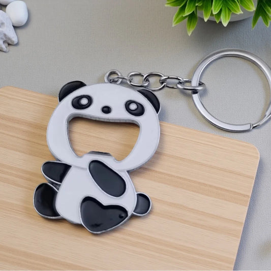 Panda Portable Beer Soda Bottle Opener Keychain Creative Metal Buckle Personality Keyring Cute Backpack Key Chain Ring Mini Gift