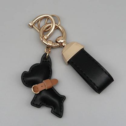 Custom Name Metal Leather Dog Keychain Pendant Moto Car Keyring Laser Engrave Text Cartoon Key Ring Chain Gift