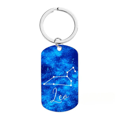 New Custom Text Name Metal Stainless Steel Keychain Car Moto Constellation Keyring Motorcycle Pendant Key Chain Ring Gift