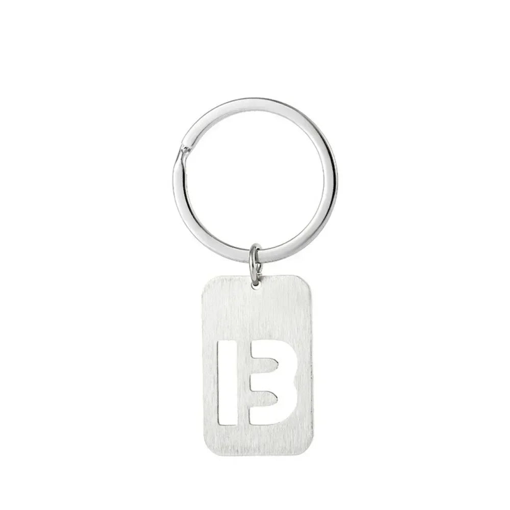 New Creative Hollowed Out 26 Letter Keychain Brushed Military Brand Pendants  Key Ring Buckle Chains Car Motorcyler Keyring Gift