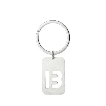 New Creative Hollowed Out 26 Letter Keychain Brushed Military Brand Pendants  Key Ring Buckle Chains Car Motorcyler Keyring Gift