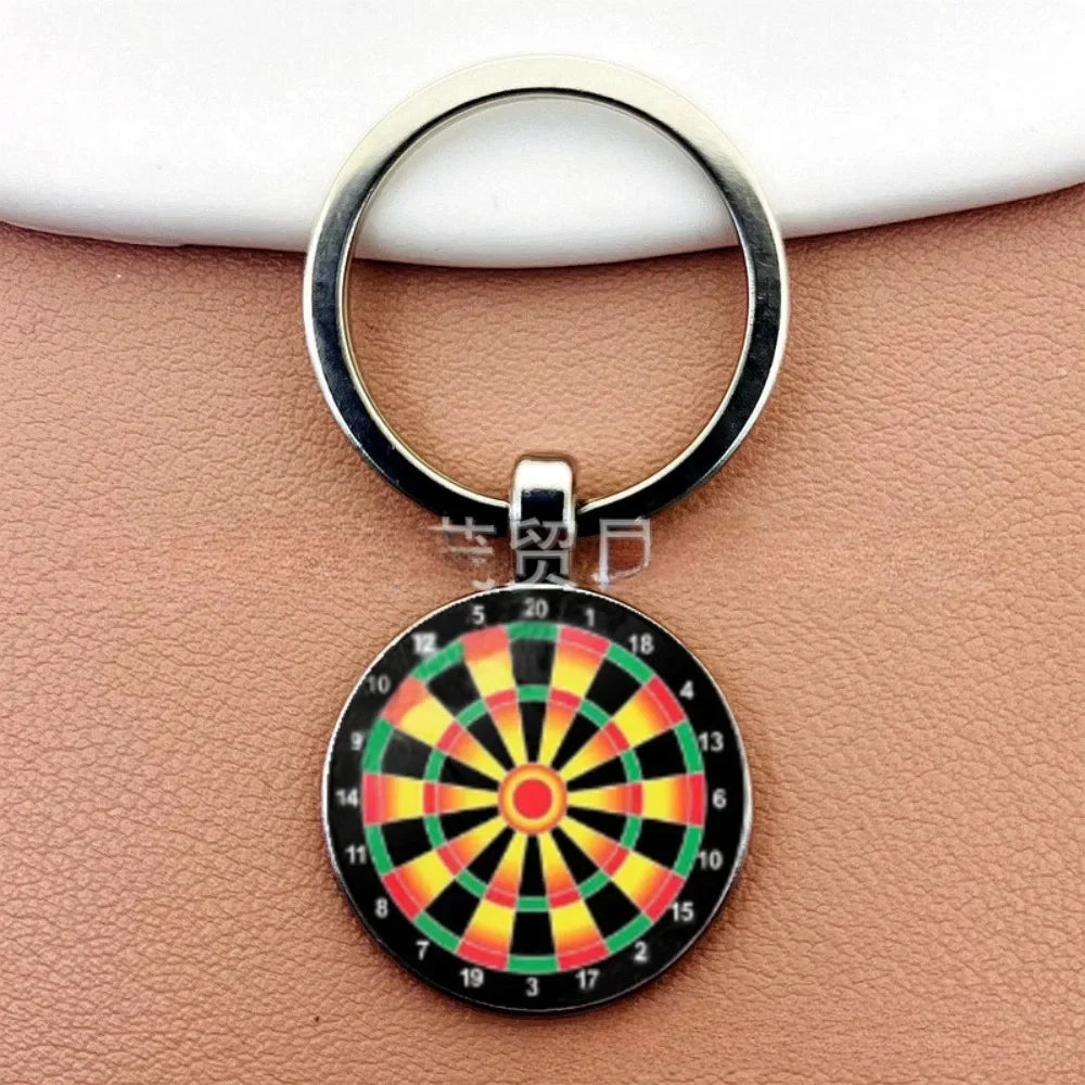 Creative Fashion Dart Target Keychain Retro Time Gemstone Keyring Metal Pendant Car Moto Key Chain Ring Gift