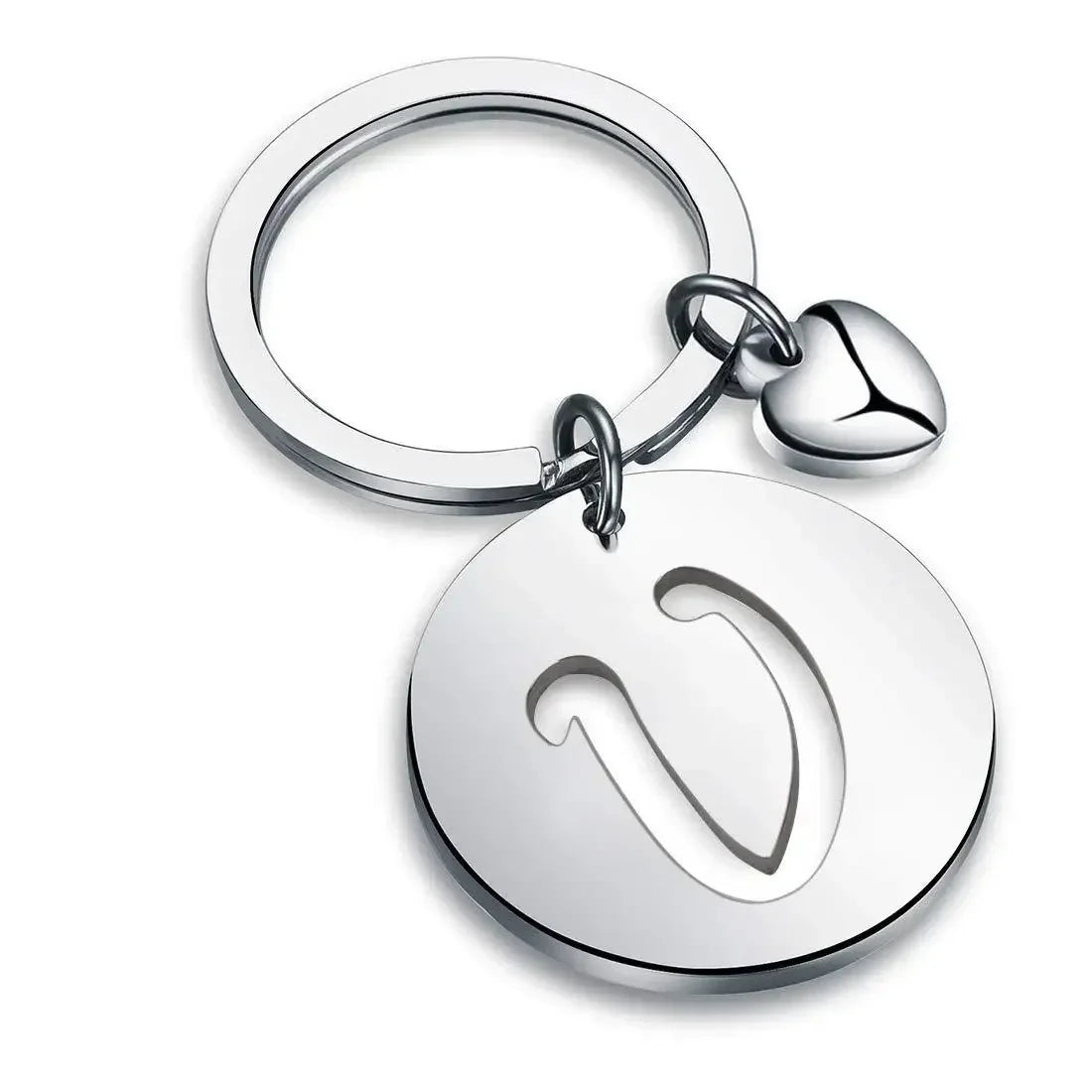 1PCS/2PCS Popular A-Z  Round Brand Stainless Steel Keychain 26 Letter Keyring  Pendant Key Ring Buckle Chains for Car Moto Gift