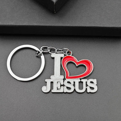 Personalized Jesus Heart Keychain Metal Car Charms Keyring Bag Sign Charm Letter Key Chain Ring Pendant Christian Belief Gift