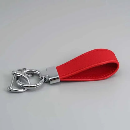 Custom Logo Name Luxury Genuine Leather Keychain Plaid  Colors Women Men Keyring Black Buckle Car Moto Key Ring Chain Gift